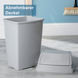 25 Liter Mülleimer mit Klappdeckel 30x26x54 cm - grau - Abfalleimer Mülltrennung - Abfalleimer Deckel Abfallbehälter Papiertonne Papierkorb Müllkorb Abfallkorb Recycling Abfallsammler Haushalt Büro