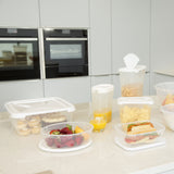 Vorratsdose 2,7 Liter mit Deckel Frischhaltedose - Aufbewahrungsbox mit Deckel lebensmittelecht - transparent mit weißem Deckel - rechteckig