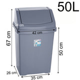 Mülleimer mit Schwingdeckel 50 Liter eckig Schwingdeckeleimer Kunststoff Küche Büro Bad Putzeimer Kosmetikeimer Papierkorb Eimer Abfalleimer Abfallbehälter Mülltonne Müll Abfallsammler