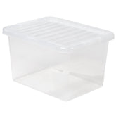 AUFBEWAHRUNGSBOX 20 Liter - Aufbewahrungsbox mit Deckel - 39x29x25cm - transparent klar - stapelbar - DINA4 Format - Kunststoff Box Stapelkiste Unterbettkommode Büro