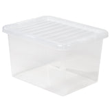 AUFBEWAHRUNGSBOX 20 Liter - Aufbewahrungsbox mit Deckel - 39x29x25cm - transparent klar - stapelbar - DINA4 Format - Kunststoff Box Stapelkiste Unterbettkommode Büro