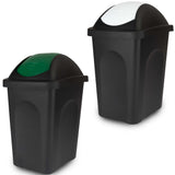 2x Mülleimer 30 Liter schwarz mit farbigem Schwingdeckel 29x36x51 cm Küche eckig Mülltonne, Abfalleimer Küche, Mistkübel, Trash Bin, Küchenabfalleimer, Papiermülleimer