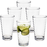 Melamin Geschirr Set Rot für 6 Personen 24 Teile mit Trinkglas klar Tonoptik - Essgeschirr Acryl Wasserglas - Campinggeschirr