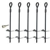 5 Stück Telleranker 37 cm Bodenanker mit Einschraubhilfe Spirale Spiralhering Spiralbodenpfahl mit 2 Spiraltellern Outdoor Hund Erdanker