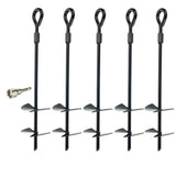 5 Stück Telleranker 37 cm Bodenanker mit Einschraubhilfe Spirale Spiralhering Spiralbodenpfahl mit 2 Spiraltellern Outdoor Hund Erdanker