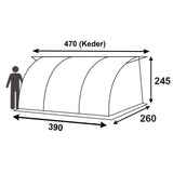 Vorzelt 390x260x245 für Wohnwagen mit Stangen für die Tür Wohmobil Camping Fiberglas und Aluminium Gestänge Reisevorzelt Busvorzelt 5000mm Wasserfest
