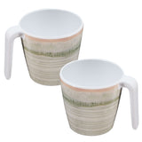 Melamin 2 Tassen 350 ml ideal für Camping - Smaragd Grün - Stapelbar - Steingutoptik Trinkbecher Kaffeetasse Kaffeebecher