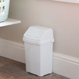 Mülleimer mit Schwingdeckel 8 Liter eckig Schwingdeckeleimer Kunststoff Küche Büro Bad Putzeimer Kosmetikeimer Papierkorb Eimer Abfalleimer Abfallbehälter Mülltonne Müll Abfallsammler