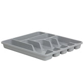 Besteckkasten 7 Fächer - grau - 41,5x36,5x4,5 cm - Besteckeinsatz für Schubladen Organizer Schubladeneinsatz Besteckbox Kunststoff Box