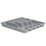 Besteckkasten 7 Fächer - grau - 41,5x36,5x4,5 cm - Besteckeinsatz für Schubladen Organizer Schubladeneinsatz Besteckbox Kunststoff Box