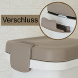 Abfalleimer 15 Liter Weiß-Taupe 33x22x41cm - mit Gummidichtung im Deckel verschließbar Geruchstdichter Mülleimer Biomüll Windeleimer Wickeleimer Hygieneeimer Katzeneimer Küche Kompost
