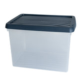 AUFBEWAHRUNGSBOX - 6,7 Liter - Aufbewahrungsbox mit Deckel - 28x17,5x20,5cm transparent Navy Blau - stapelbar - Kunststoff Box Stapelkiste Büro Storage Aufbewahrung