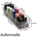 Schubladen Ordnungssystem 24x8 cm klar transparent 5,5 cm hoch Antislip - Organizer für Schminktisch Kosmetik Bad Küche Büro Box Kiste Besteck Aufbewahrungsbox klein Ordnungsbox Schubladeneinsatz