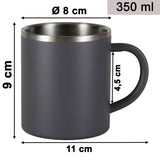 Edelstahl Thermo Tasse 350 ml - doppelwandig - Isolierbecher mit Henkel ohne Deckel Edelstahltasse Thermotasse Thermobecher Kaffeebecher Kaffeetasse Becher Kaffee
