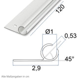 Alu Kederschiene - 1,2 Meter - Kederleiste - Neigung 45° - Ø10mm (passend für 7-9mm Keder) - Aluminium Kederprofil Leiste für Wohnwagen Wohnmobil Vorzelt Sonnensegel Schürzenleiste Vorzeltschiene