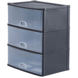 37200 - Wham Schubladenbox mit 3 Schubladen 39x29x47cm Schwarz-Transparent