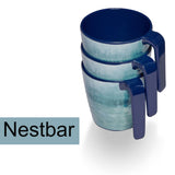 Melamin Geschirr Set Adria Blue für 2 Personen - 8 Teile Blau - mit stapelbaren Tassen Steingutoptik Essgeschirr Campinggeschirr Camping