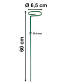 Pflanzenstütze mit Blumenring 60 cm hoch - Ring Ø6,5 cm - aus 4mm kunststoffummantelten Draht - Grün Single Stem - Metall - Blumenstütze Buschstütze - Staudenstütze - Blumenhalter Rankhilfe Pflanzenring Zimmerpflanzen