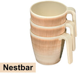 Melamin 6 Tassen 350 ml ideal für Camping - Jesolo Sand - Stapelbar - Steingutoptik Trinkbecher Kaffeetasse Kaffeebecher