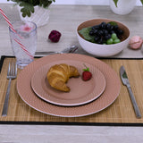 Melamin Geschirrset für 4 Personen - 16 Teile elegante Steingut Optik im warmen Rosé Ton - mit klarem Trinkglas 380ml - Campinggeschirr Geschirrset Tafelgeschirr Spülmaschinengeeignet Outdoor Camping