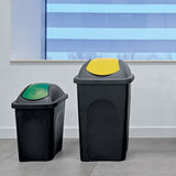 Mülleimer mit Schwingdeckel - schwarz farbiger Deckel 60 Liter - Mülltrennung - Abfalleimer Deckel Abfallbehälter Papiertonne Papierkorb Müllkorb Abfallkorb Recycling Abfallsammler Schwingeimer Hauhalt Büro 60 l