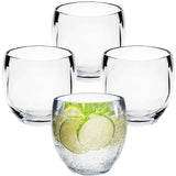 Melamin Geschirr Set Jesolo Grau für 4 Personen - 16 Teile - mit klarem Trinkglas 400ml - aus Acryl Steingutoptik Campinggeschirr