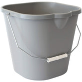 Eimer mit Ausguss und Henkel - 10 Liter - grau - eckig - Putzeimer Haushalt Küche Bad Camping Kunststoff Eimer Haushaltseimer Wassereimer