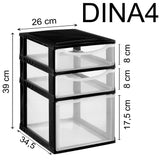 Schubladenbox DIN A4 mit transparenten Schubladen 34,5x26 cm weiss- Kunststoff Drawer Tower Box Organizer für Schreibtisch Easy-Pull-System