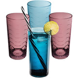 Melamin Geschirr Set Toskana Deep für 4 Personen - 16 Teile Rot-Grün - Mandala-Optik mit klaren Trinkgläsern 260 ml Campinggeschirr