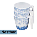 Melamin 2 Tassen 350 ml ideal für Camping - Wish Flower - Pusteblume - Stapelbar - Steingutoptik Trinkbecher Kaffeetasse Kaffeebecher