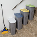 4x 40 Liter Mülleimer gelb grün blau weiß Deckel Recycling Mülltrennung Abfalleimer Abfallbehälter Müll Küche rechteckig Abfallsammler Kunststoff Eimer Mülltonne Schmal Müllsackhalterung