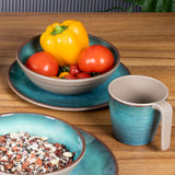 Melamin Tassen 350 ml ideal für Camping 6 Personen - Jesolo Grün - Stapelbar - Steingutoptik Trinkbecher Kaffeetasse Kaffeebecher