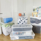 AUFBEWAHRUNGSBOX 18 CM HOCH - 14 Liter - DINA4-Format Aufbewahrungsbox mit Deckel - 40x30x18cm - transparent klar - stapelbar - Kunststoff Box Stapelkiste Unterbettkommode Büro