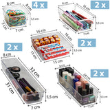 Schubladen Organizer 5,5 cm hoch - 12 Teile 40x48 cm 5 Größen - klar transparent Antislip - Organizer für Schminktisch Kosmetik Ordnungssystem Aufbewahrungsbox Ordnungsbox Schubladeneinsatz