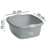 2x Schüsseln eckig - grau - Waschschüssel Spülschüssel Wasserschüssel Lebensmittelecht Kunststoff Spüle Haushaltsschüssel Universal Küchenschüssel Pflege nestbar Waschbecken