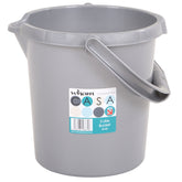 2x Eimer je 5 und 10 Liter mit Henkel Grau - Putzeimer Abfalleimer Papierkorb | Mülltonne Kosmetikeimer Windeleimer Wischeimer Wassereimer 5 / 10 L Aufbewahrung - Kunststoff - Haushalt Reinigung Zubehör