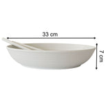 Melamin Salatschüssel 3 Teile mit Salatbesteck oval elegante Steingut Optik Servierschüssel Obstschale