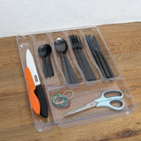 Transparenter Besteckkasten 40x32x5 cm mit 6 Fächern - Besteckeinsatz für Schubladen Organizer Schubladeneinsatz Besteckbox Box Besteckkorb Bestecksortierer