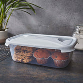 Vorratsdose 4,5 Liter mit Deckel Frischhaltedose - Aufbewahrungsbox mit Deckel - lebensmittelecht - transparent mit weißem Deckel - rechteckig