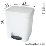 Mülleimer Treteimer 7 Liter eckig 21x23x26cm Kunststoff Küche Büro Bad Pedaleimer Kosmetikeimer Papierkorb Eimer Abfalleimer Abfallbehälter Mülltonne Müll Mistkübel