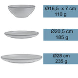Melamin Geschirrset für 4 Personen - 16 Teile elegante Steingut Optik im warmen Rosé Ton - mit klarem Trinkglas 380ml - Campinggeschirr Geschirrset Tafelgeschirr Spülmaschinengeeignet Outdoor Camping