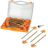 20 Stück Stahl Schraubhering 20 cm im Koffer - Hering Zelthering Spiralhering harter oder weicher Boden Zeltnagel Zeltpflock Erdspieß Camping Zubehör Outdoor Set