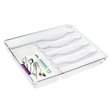 Transparenter Besteckkasten 40x32x5 cm mit 6 Fächern - Besteckeinsatz für Schubladen Organizer Schubladeneinsatz Besteckbox Box Besteckkorb Bestecksortierer