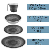 Melamin Geschirr Set Jesolo Grün für 2 Personen - 8 Teile - mit Tassen Steingutoptik Spülmaschinengeeignet Campinggeschirr Wohnwagen Camping Festival