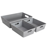 3er Set Organizerbox 1x 2 Liter DINA5 - 2x 770 ml - GRAU - Ordnungssystem Polypropylen Aufbewahrung Bad Korb Ordnungsbox Schublade Schrank Schreibtisch Kiste Schubladenorganizer robust Hobby Kiste
