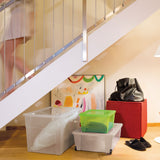 UNTERBETTKOMMODE - Aufbewahrungsbox mit Deckel und Rollen 30 Liter 59x39x18 cm transparent stapelbar LEBENSMITTELECHT - Rollbox Kunststoff Box Kiste - Plastik Organizer Büro Haushalt Kinderbox