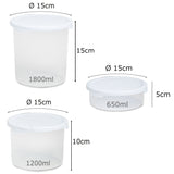 Runde Vorratsdosenset 650+1200+1800ml - Ø15cm - Snackdose Gefrierdose Frischhaltedose Mikrowellengeeignet Spülmaschinengeeignet Lebensmittelecht - transparent mit weißem Deckel