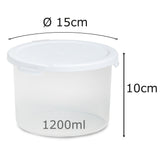Runde Vorratsdosen Set 1200ml - Ø15x10 cm Snackdose Gefrierdose Frischhaltedose Mikrowellengeeignet Spülmaschinengeeignet - transparent mit weißem Deckel