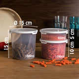 Runde Vorratsdosenset 650+1200+1800ml - Ø15cm - Snackdose Gefrierdose Frischhaltedose Mikrowellengeeignet Spülmaschinengeeignet Lebensmittelecht - transparent mit weißem Deckel