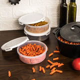 Runde Vorratsdosen Set 650ml - Ø15x5 cm Gefrierdose Frischhaltedose Mikrowellengeeignet Spülmaschinengeeignet - transparent mit weißem Deckel